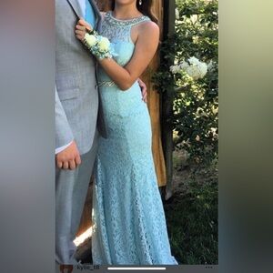 Sequin Hearts Light Blue Lace Dress Prom, Formal, Pageant